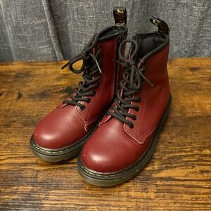 Dr. Martens 1460 Juniors‎ Burgundy Red Leather Lace Up Boots (Kids Size 1)